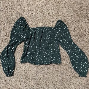 Women's Green Polka Dot Top